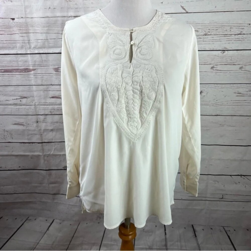 SOFT Surroundings long sleeve embroidered tunic blouse Sz S